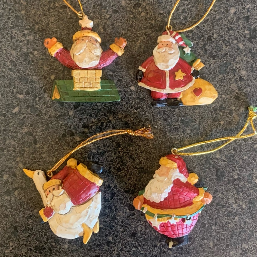 Set of 4 Hand Painted Letters To Santa Polystone Christmas Ornaments